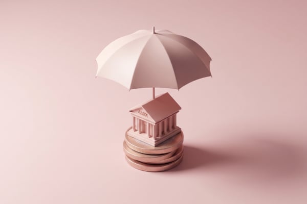 Une banque sous un parapluie